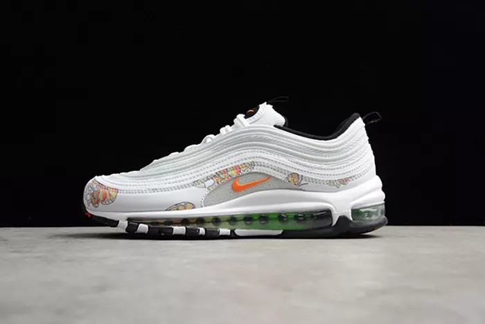 Nike womens Air Max 97 white-orange flower 921733-101