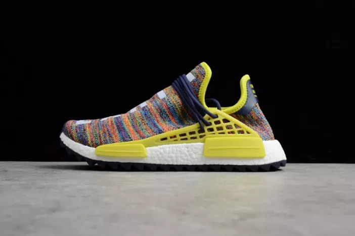 Pharrell x adidas mens  NMD Hu Trail bold yellow-footwear white AC7360