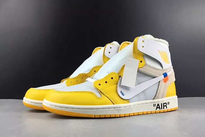 2019 AIR JORDAN 1 X OFF-WHITE NRG WHITE/DARK POWDER YELLOW-CONE AQ0818-149